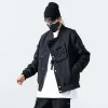 Men_s Techwear Windproof Water Resistant Double Layered Black Jacket For Summer