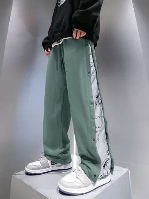 Men_s baggy oversized patchwork button cotton matching trouser for gents on hookers green color