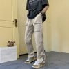 Y2K Woodcutting Twin Style Straight Belly Twill Cotton Cargo Pants Beige