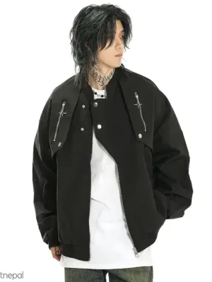 men_s double layered star chain windproof water resistant windbreaker bomber light jacket for summer