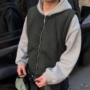 Dark Green half vest jacket warm 300 gsm fiber for autumn season genuine premium quality windproof mens fashion streetwear clothing brand online in kathmandu 3-layered windproof, water-resistant fabric with 300 GSM A-grade fiber – the ultimate warm half jacket/vest (Dark Green)