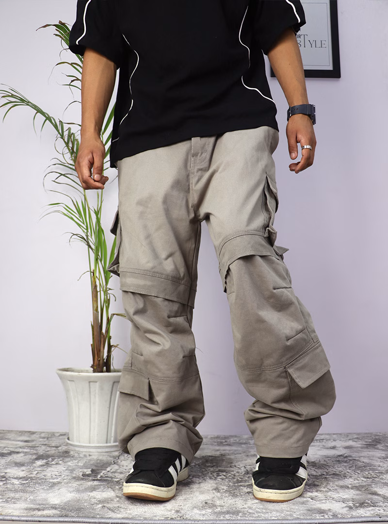 Multifunctional 4 Pocket Premium Twill Cotton Baggy Pants (Lauren green) 2 Multifunctional 4 Pocket Premium Twill Cotton Baggy Pants (Lauren green) - Image 2