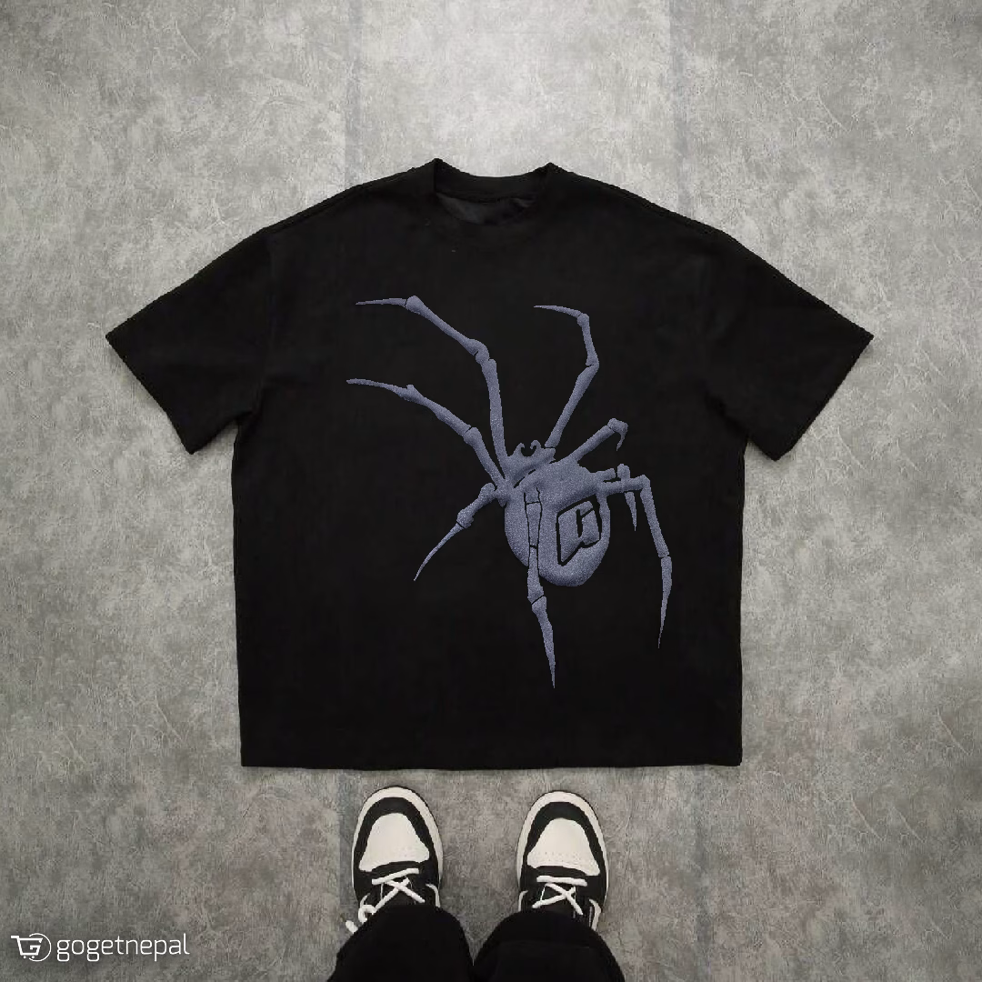 Spider Tee Puff Print T-Shirt | Oversized Terry Cotton black 1 Spider Tee Puff Print T-Shirt | Oversized Terry Cotton black