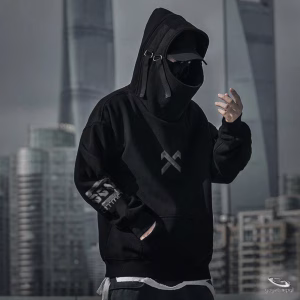 Oversized Suede Fur Lined Techwear Hoodie – Anti-Lint Fabric with Adjustable Hood Buckle