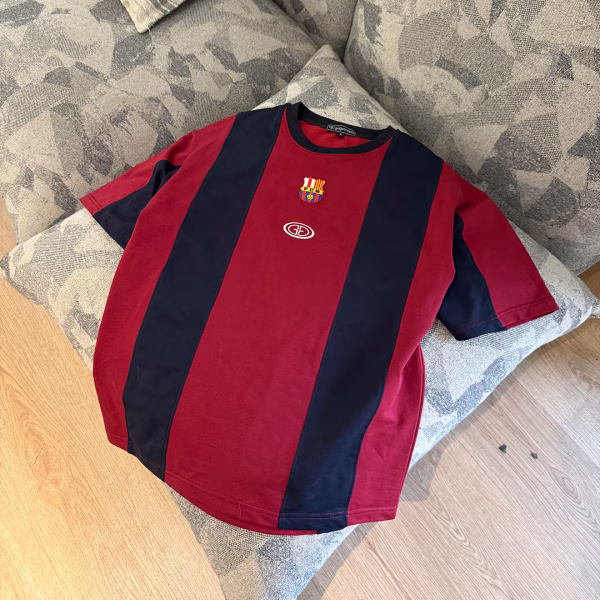 FC Barcelona inspired streetwear tshirt of gogetnepal clothing brand kathmandu nepal FC Barcelona Oversized Streetwear T-Shirt – Premium Streetwear Jersey Tee