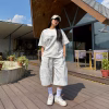 White premium heavy cotton blend tshirt and quarter half pant set for streetwear clothing brand in kathmandu nepal...