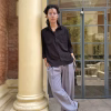 Grey Striped Balloon Silhouette Pleated Trouser – Premium Streetwear Bottomwear