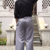 Grey Striped Balloon Silhouette Pleated Trouser – Premium Streetwear Bottomwear