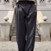 Black Striped Balloon Silhouette Pleated Trouser – Premium Streetwear Essential