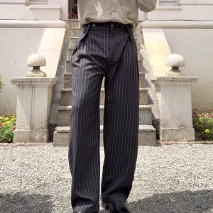 Screenshot Black Striped Balloon Silhouette Pleated Trouser – Premium Streetwear Essential