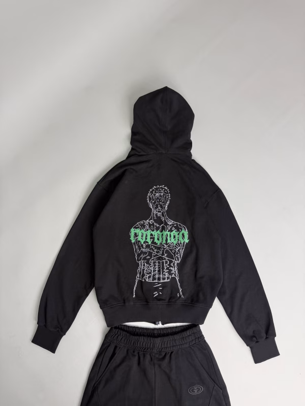 IMG_1196 Black Zoro Printed Hoodie Set