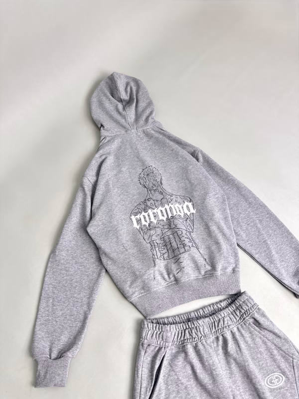 Grey Zoro Printed Hoodie Set