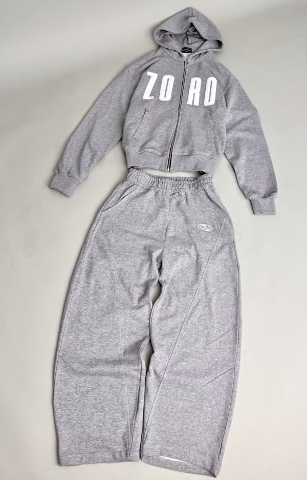 Grey Zoro Printed Hoodie Set